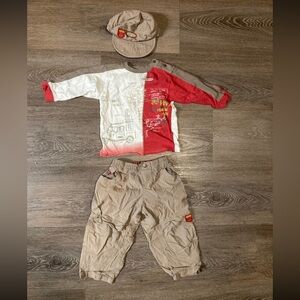Red and Tan Matching Set with Stylish Two-Tone Design